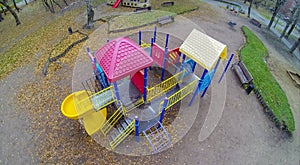 Empty childrens playground with slide in the park