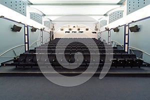 Empty cinema hall, view from the screen.