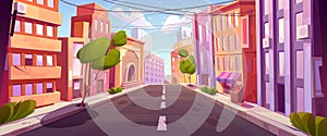 Empty city street cartoon vector illustration