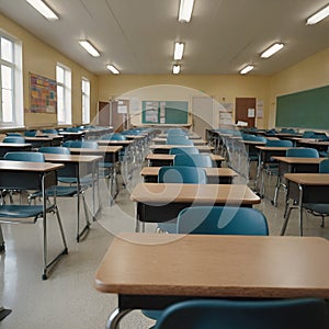 an empty classroom, after class session