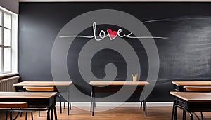 Lesson of love in the empty classroom. photo