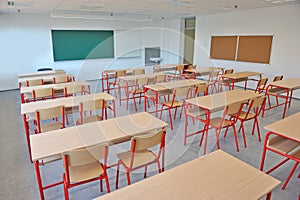 Empty classroom interior