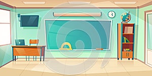 Empty classroom interior, school or college class