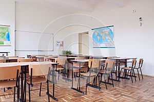 Empty classroom interior