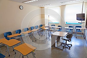 Empty classroom in a modern school with all equipment needed for high standard education
