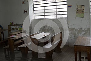 Empty classroom in a rural school near Saraguro, Ecuador