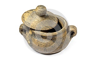 Empty clay pot isolated