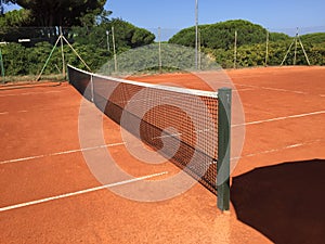 Empty clay tennis court