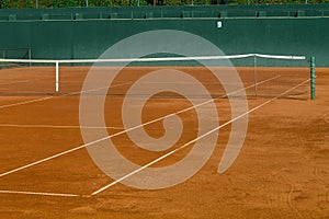 Empty clay tennis court