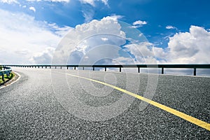 Empty and clean asphalt road and sky landscape in summe