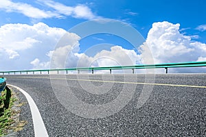 Empty and clean asphalt road and sky landscape in summe