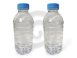 Empty clean and clear water bottle isolated on with isolated on a white background