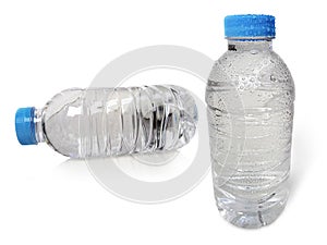 Empty clean and clear water bottle isolated on with isolated on a white background