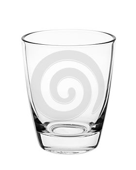 Empty clean drinking glass cup isolated on white background. With clipping path