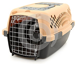 Empty Clean Pet Carrier Over White