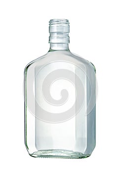 Empty Clear alcohol Glass Bottle isolated on white background Suitable for Mockup creative graphic design, clipping path