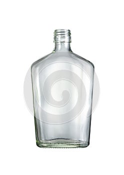 Empty Clear alcohol Glass Bottle isolated on white background Suitable for Mockup creative graphic design, clipping path