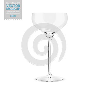 Empty clear champagne coupe template. Vector mockup
