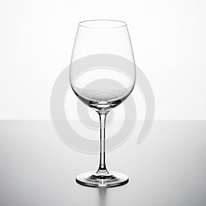 Empty Clear Glass Wine Goblet on Reflective Surface with White Background wine glass