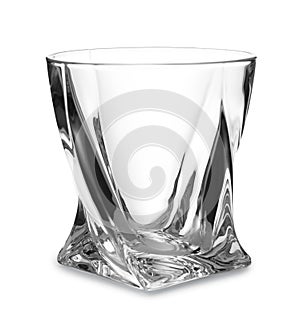 Empty clear lowball glass isolated