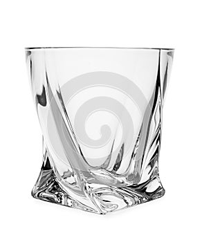 Empty clear lowball glass on white