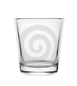 Empty clear lowball glass on white