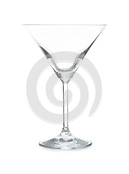 Empty clear martini glass isolated