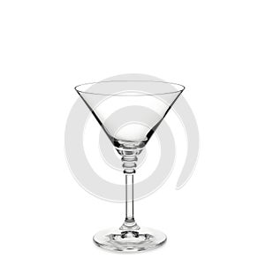 Empty clear martini glass isolated on white