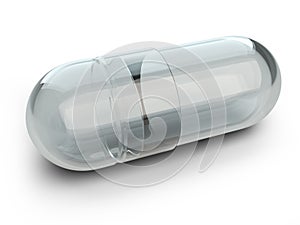 Empty clear medication capsule