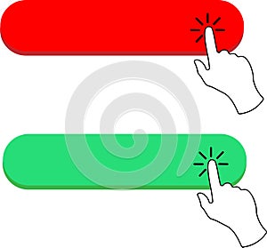 Empty click here buttons collection with hand pointer