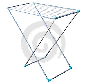 Empty cloth drying rack isolated on white