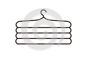 Empty clothes hanger. Multi-layered apparel accessory, organizer for hanging, storing garments. Storage rack, space