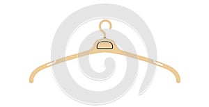 Empty clothes hanger with swivel hook. Closet, wardrobe accessory for storing, hanging apparel, top garment in cloakroom photo