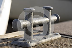 Empty coastal mooring or towing bollard for the boat,