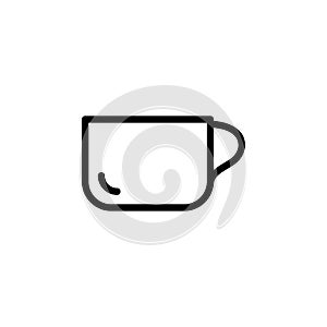 Empty Coffee Cup Line Icon In Flat Style Vector Icon For Apps, UI, Websites. Black Icon Vector