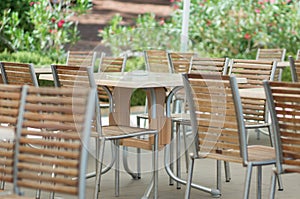 Empty coffee shop tables