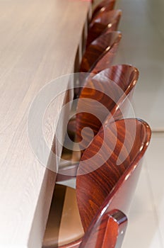 Empty coffee shop tables and seats