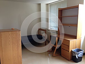 Empty college dorm room