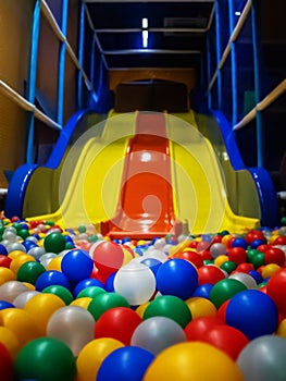 Empty colorful ball pit view