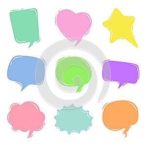 Empty colorful comic bubbles set
