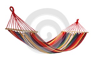 Empty comfortable bright hammock isolated