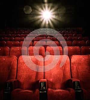 Empty comfortable red seats in cinema