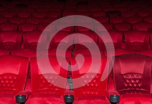 Empty comfortable red seats in thearter
