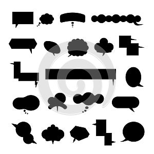 Empty comic speech bubbles icon set. Black speech bubbles. Vintage design, pop art style. Vector isolated