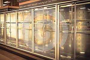 Empty commercial fridges at grocery store in America