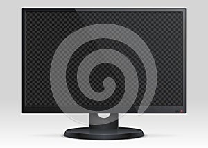 Empty computer lcd monitor with transparency screen 3d vector mockup