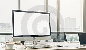 Empty computer monitor screen for design mock up template