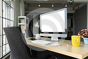 Empty computer monitor screen for design mock up template