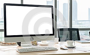 Empty computer monitor screen for design mock up template
