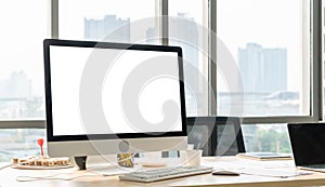 Empty computer monitor screen for design mock up template